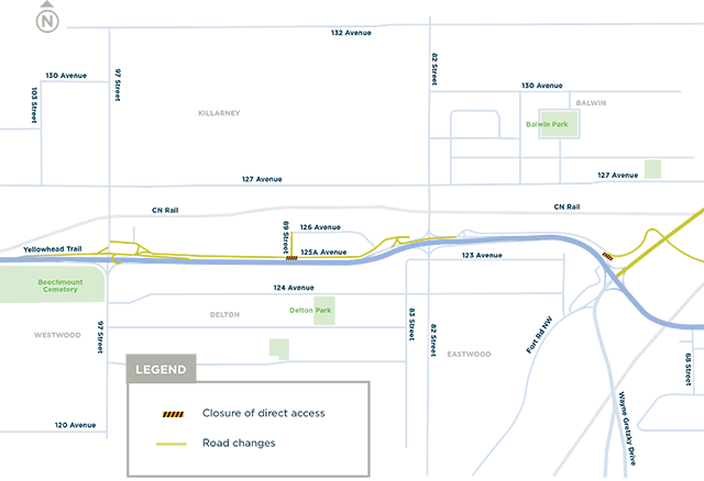 Yellowhead Trail Freeway Conversion - Project Area from 97 Street to 82 Street