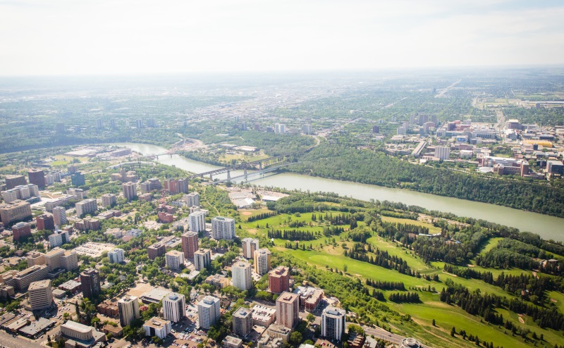 Arial view of Edmonton