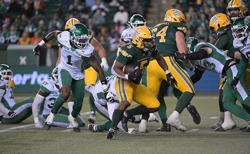 Edmonton Elks player Justin Rankin on the field