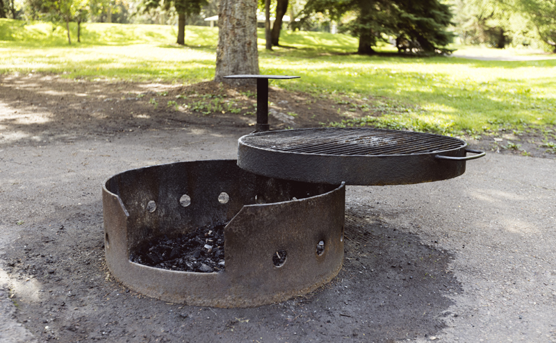 A picnic site fire pit
