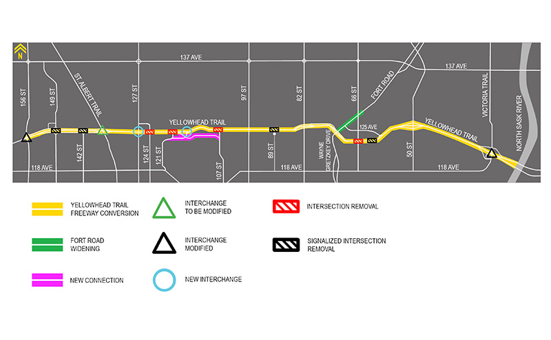 Yellowhead Trail freeway conversion project map