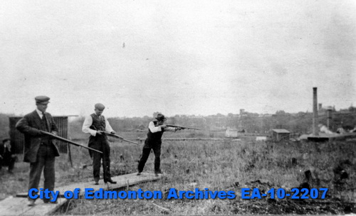 Members of the Edmonton Gun Club in Rossdale, 1914