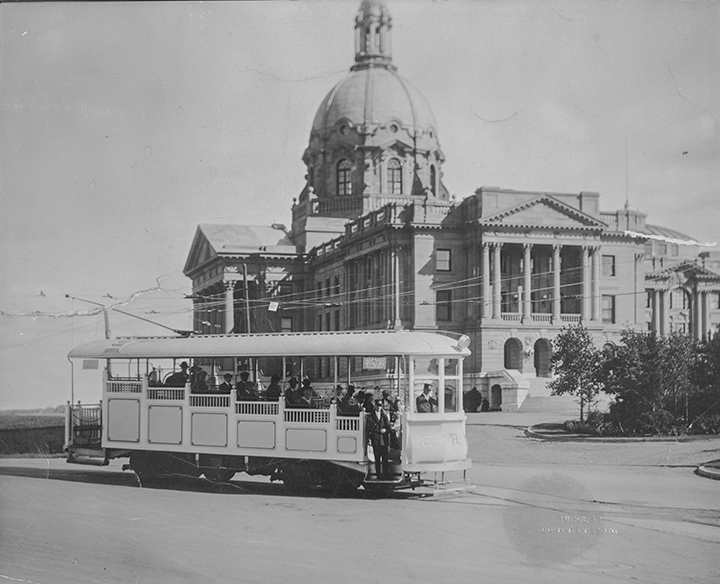 A Streetcar Next to Alberta Legislature Building
