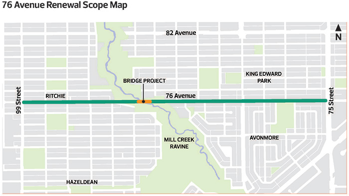 Map of 76 Avenue Renewal project area