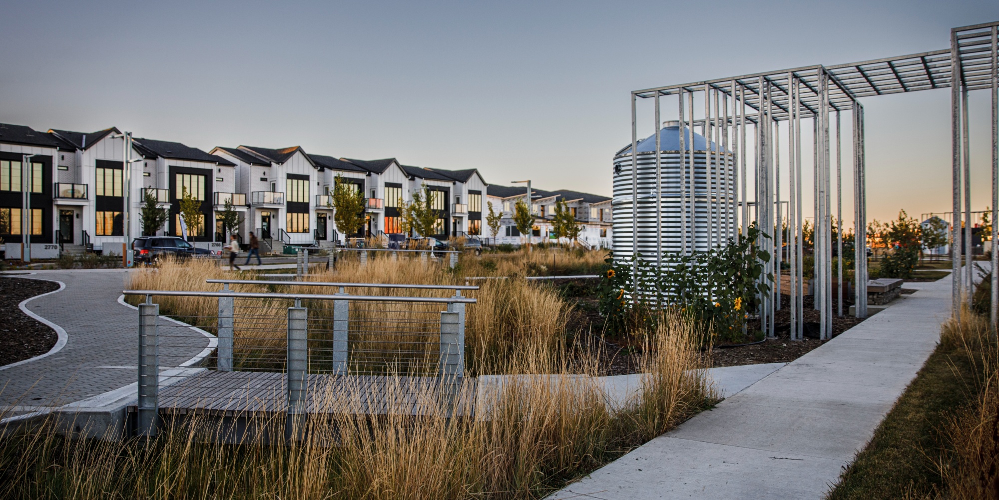 Blatchford neighbourhood - pathway near a row of houses
