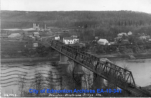 Low Level Bridge, 1908. Notice the P. Anderson and Co. Brickyard in the top left corner. [EA-10-341]