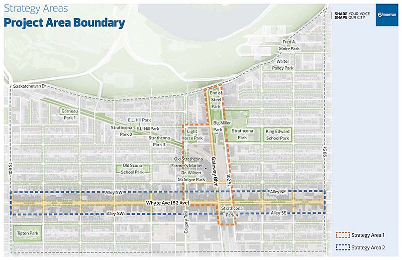 Old Strathcona Strategy Areas Map