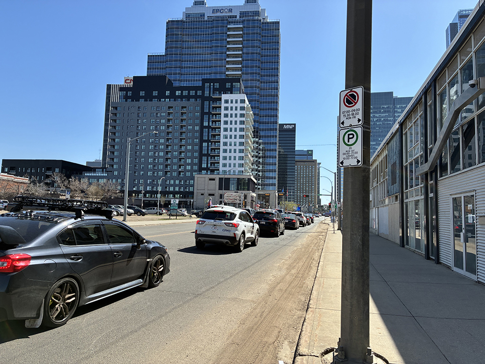 Photo: On-street parking restrictions on 101 Street near 106 Avenue