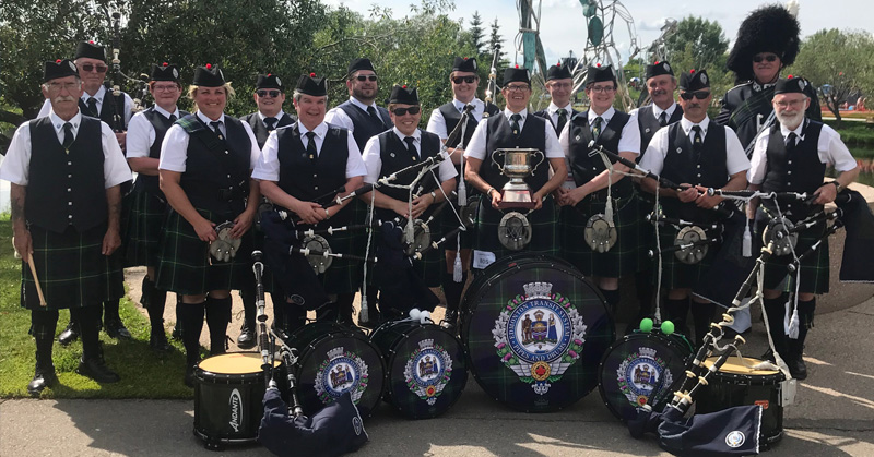 Photo of the Pipes and Drums of Edmonton Transit Society