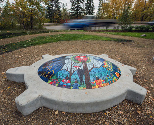 Inigenous art installation in Queen Elizabeth Park