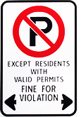 No Parking Except Residents with Valid Permit