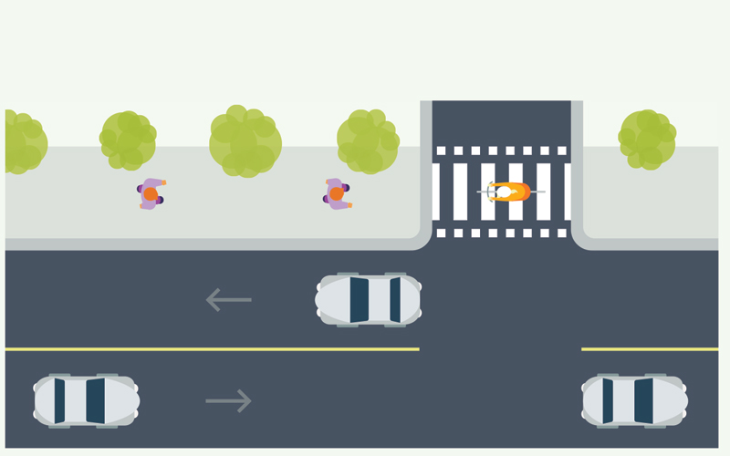 White Squares at Crosswalks - Shared Bicycle and Pedestrian Crossings