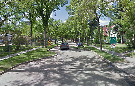Chicane traffic calming measure photo