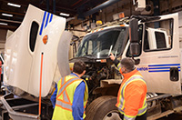 City vehicle being inspected