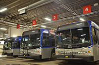 ETS buses parked in garage