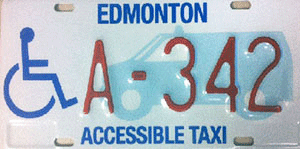 City of Edmonton Accessible Taxi Plate