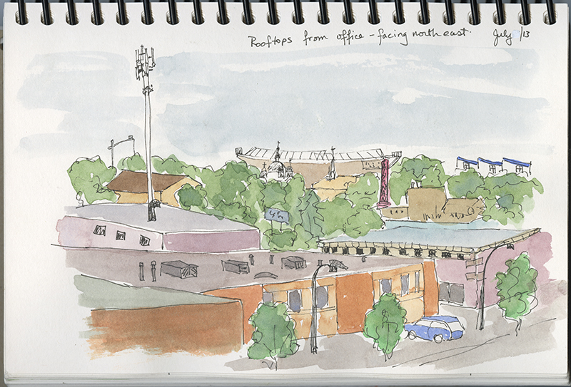 View NE from MacEwan University to Commonwealth Stadium by Yvonne Rezek