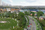 A conceptual view of the River Crossing Interpretive Park.