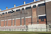 A photo of the outside of the Rossdale Power Plant