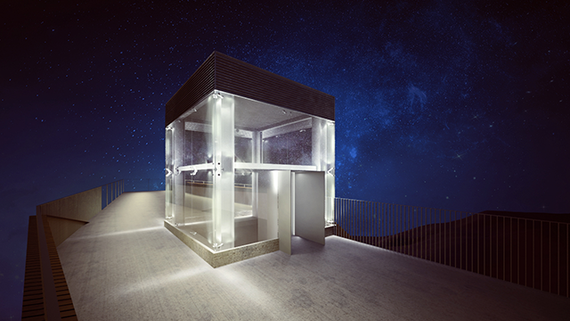 Rendering of funicular elevator