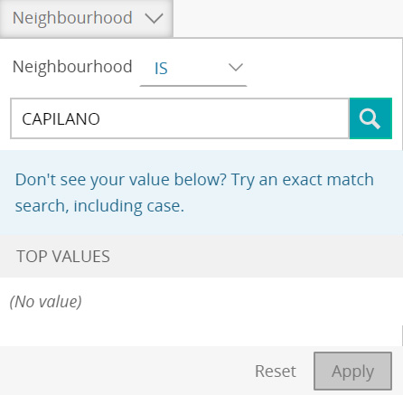 How to filter by Neighbourhood in Open Data