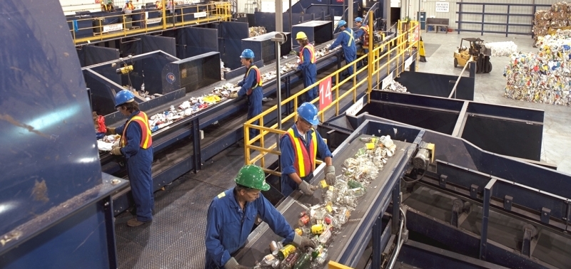 Employees at the MRF Container