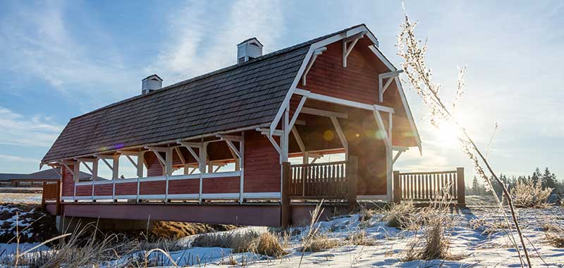 Covered bridge at the Northeast River Valley Park