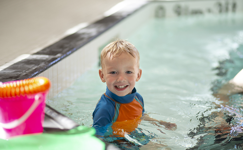 A child in a pool.