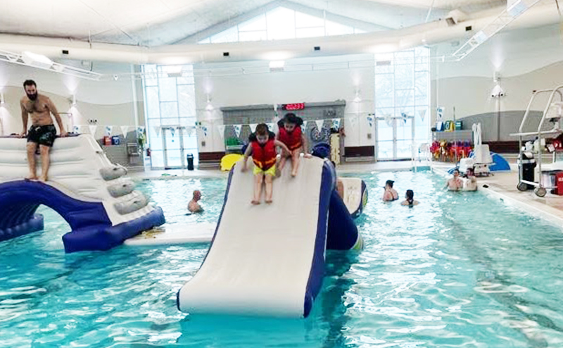 Inflatable obstacle course at Eastglen.