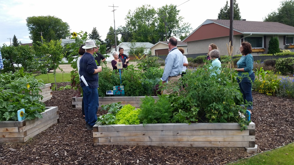 community members at gardens