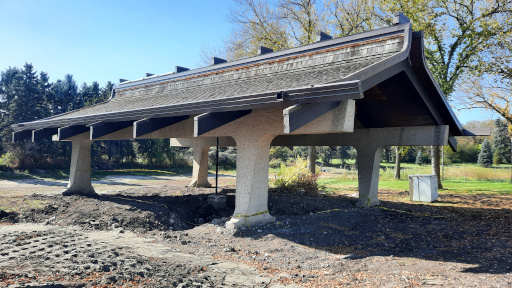 The existing concrete column-and-beam systems were preserved in the Boat House and other buildings