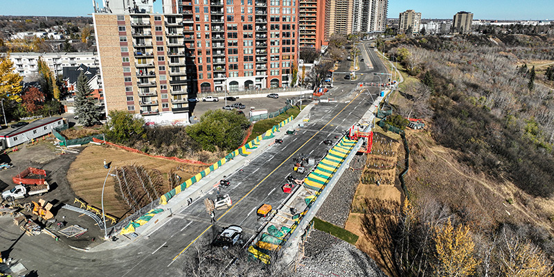 Aerial view of Latta Bridge construciton.