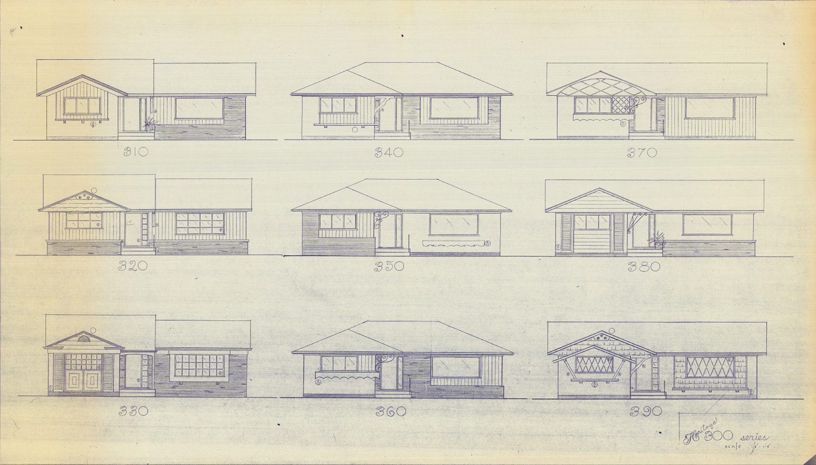 Heritage 300 series bungalows with elevations