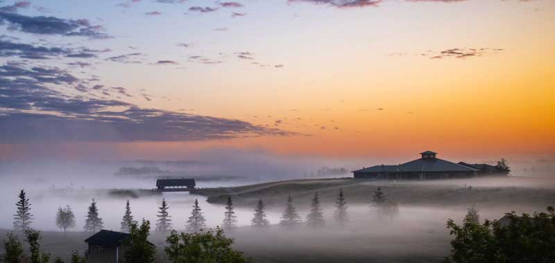 Northeast River Valley Park on a foggy morning.