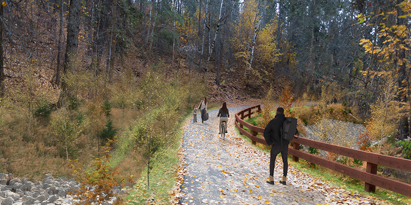 Ramsay Ravine Middle Trail Repair View Directly South Rendering