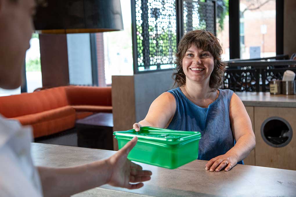 woman with container