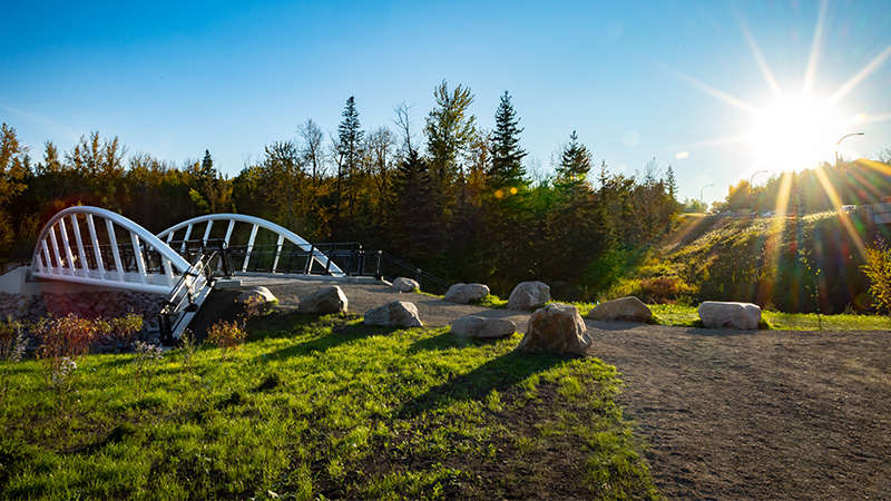 Approach to the completed bridge