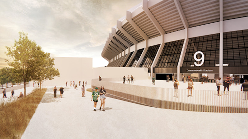 Exterior of Commowealth Stadium rendering