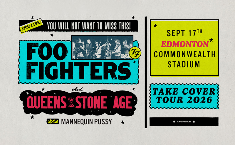 Poster: Foo Fighters and Queens of the Stone Age with Mannequin Pussy September 17 at Commonwealth Stadium. Live Nation.
