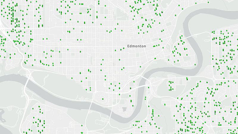 Growth monitoring image of building permit locations