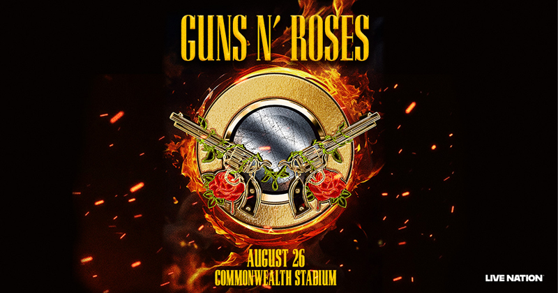 Guns N' Roses logo. August 26 at Commonwealth Stadium by Live Nation.