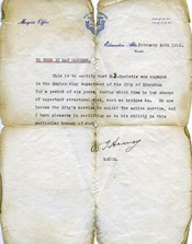 Letter from Mayor William Thomas Henry