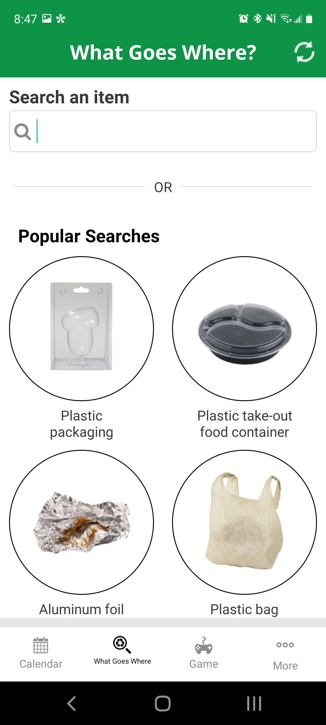 Screen shot of  plastic search