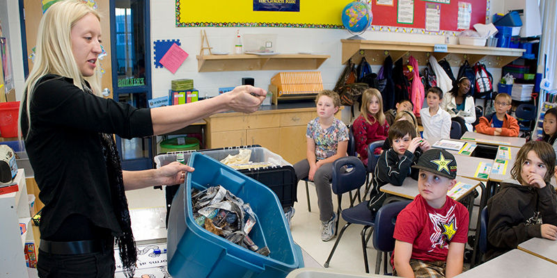 school teacher and students