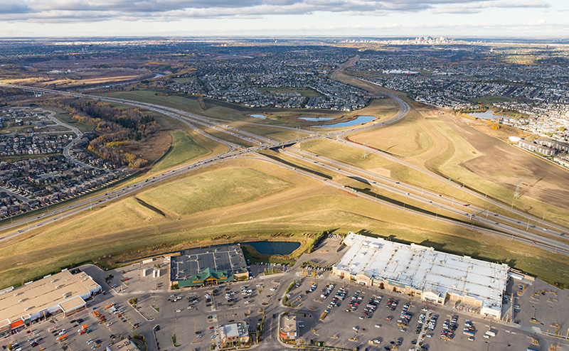 Aerial view of Stage 3 of Terwillegar Drive Expansion