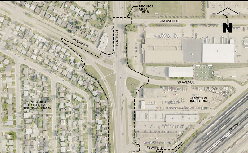 50 Street Widening and Railway Grade Separation Phase 1 map image