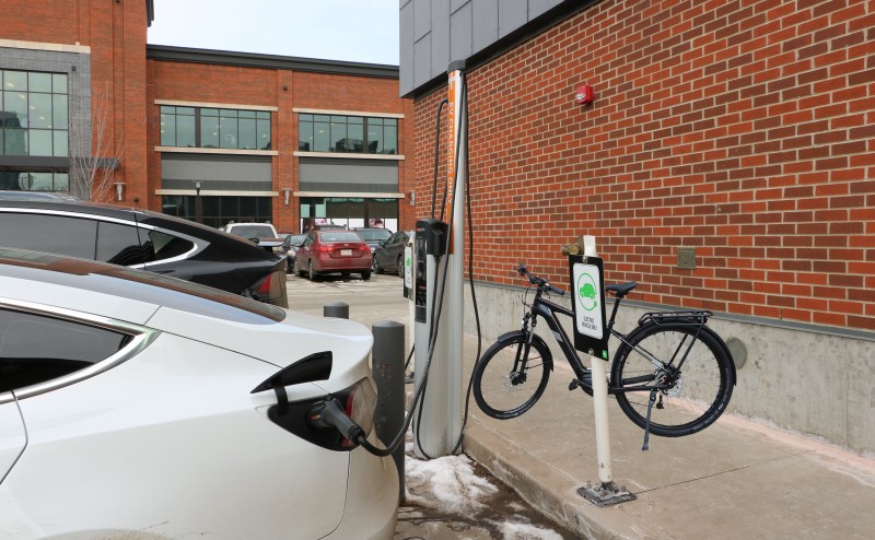 An electric vehicle at a charging station