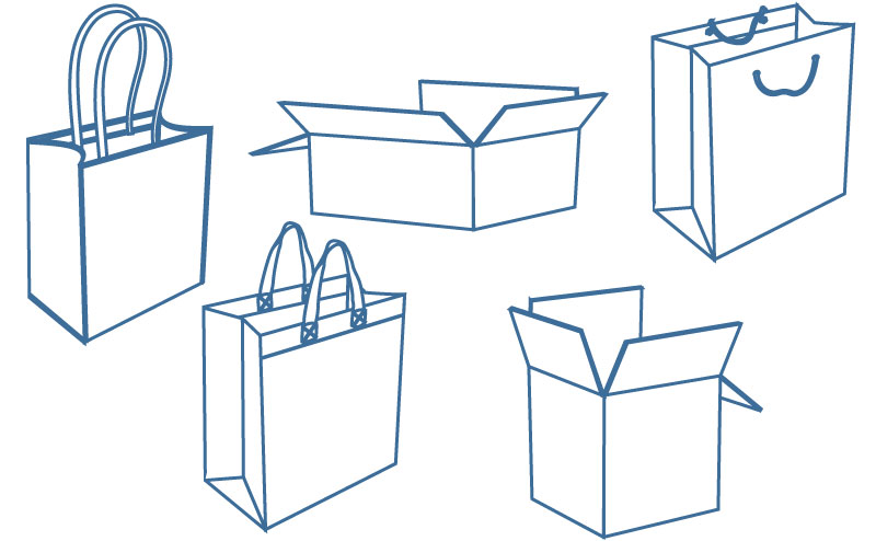 Shopping bags and boxes graphic