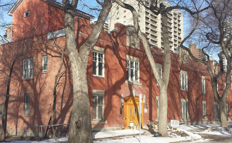 view of building in winter