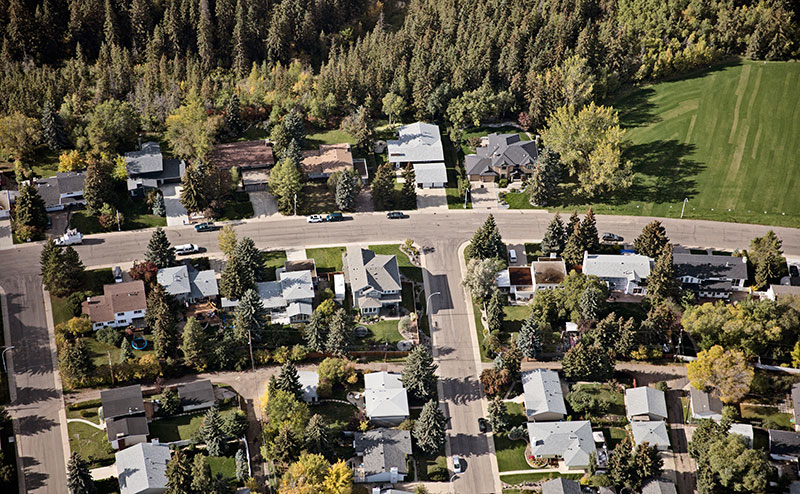 Aerial view of neighbourhood